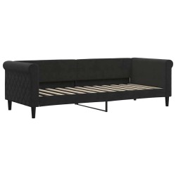 Lit de jour avec lit gigogne et matelas noir 80x200 cm velours 