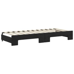 Lit de jour avec lit gigogne et matelas noir 80x200 cm velours 