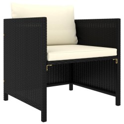 Salon de jardin 7 pcs avec coussins Résine tressée Noir 
