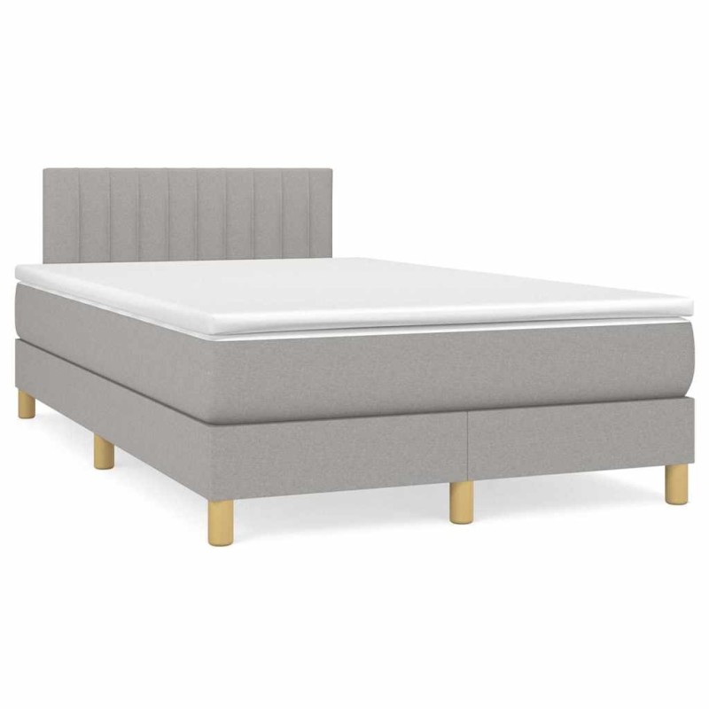Sommier à lattes de lit matelas LED gris clair 120x190 cm tissu 