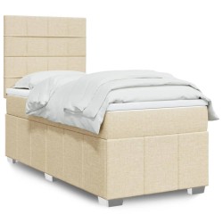 Sommier à lattes de lit avec matelas Crème 100x200 cm Tissu 