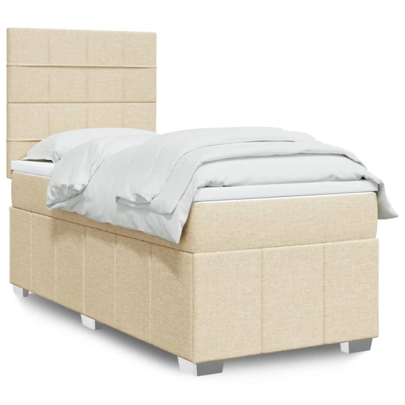Sommier à lattes de lit avec matelas Crème 100x200 cm Tissu 
