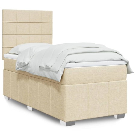 Sommier à lattes de lit avec matelas Crème 100x200 cm Tissu 
