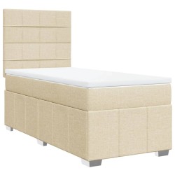 Sommier à lattes de lit avec matelas Crème 100x200 cm Tissu 