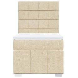 Sommier à lattes de lit avec matelas Crème 100x200 cm Tissu 