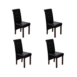 Chaises à manger lot de 4 noir similicuir 