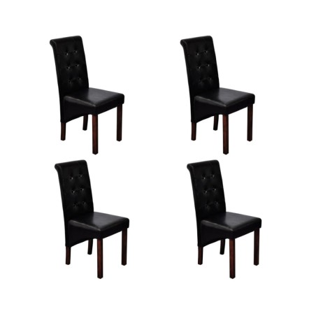 Chaises à manger lot de 4 noir similicuir 
