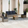 Salon de jardin 6 pcs avec coussins gris résine tressée 