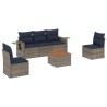 Salon de jardin 6 pcs avec coussins gris résine tressée 