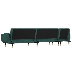 Canapé-lit en forme de L vert foncé 275x140x70 cm velours 