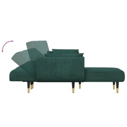 Canapé-lit en forme de L vert foncé 275x140x70 cm velours 