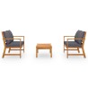 Salon de jardin 3 pcs avec coussin Bois d'acacia solide 