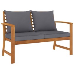 Salon de jardin 3 pcs avec coussin Bois d'acacia solide 