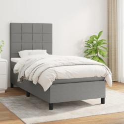 Sommier à lattes de lit avec matelas Gris foncé 80x200 cm Tissu 
