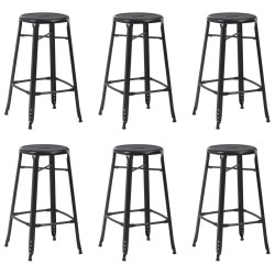 Tabourets de bar lot de 6 noir acier 