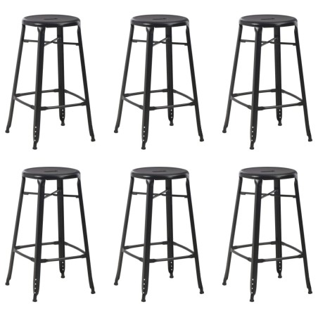Tabourets de bar lot de 6 noir acier 