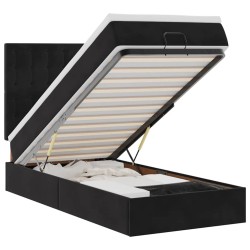 Cadre de lit ottoman avec matelas noir 80x200 cm velours 