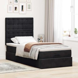 Cadre de lit ottoman avec matelas noir 80x200 cm velours 