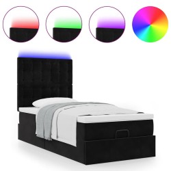 Cadre de lit ottoman avec matelas noir 80x200 cm velours 
