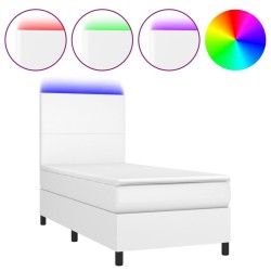 Sommier à lattes de lit avec matelas et LED Blanc 90x190 cm 
