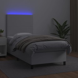 Sommier à lattes de lit avec matelas et LED Blanc 90x190 cm 