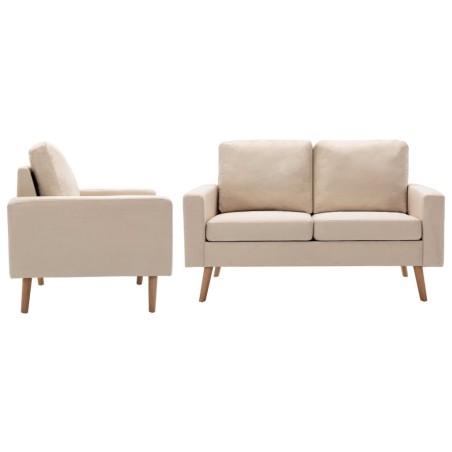 Ensemble de canapés 2 pcs Tissu Crème 