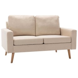 Ensemble de canapés 2 pcs Tissu Crème 