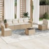 Salon de jardin avec coussins 7 pcs beige résine tressée 