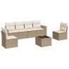 Salon de jardin avec coussins 7 pcs beige résine tressée 