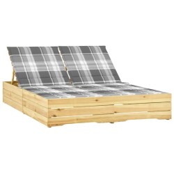Chaise longue double avec coussins Bois de pin imprégné 