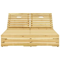 Chaise longue double avec coussins Bois de pin imprégné 