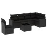 Salon de jardin 7 pcs avec coussins noir résine tressée 