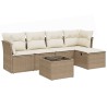 Salon de jardin avec coussins 6 pcs beige résine tressée 