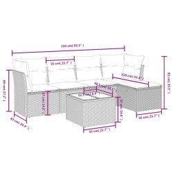 Salon de jardin avec coussins 6 pcs beige résine tressée 