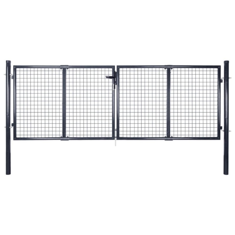 Portail en maille Acier galvanisé 289x125 cm Gris 