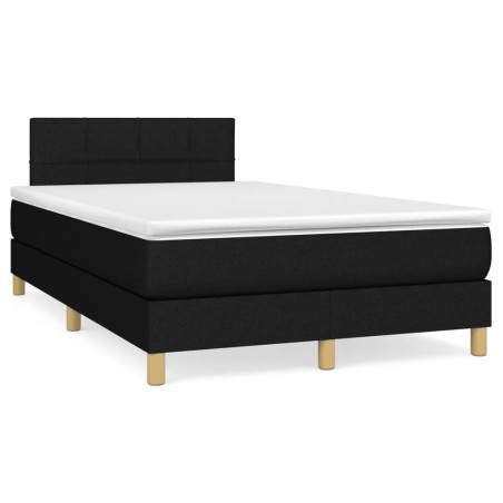 Sommier à lattes de lit avec matelas noir 120x190 cm tissu 