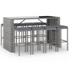 Ensemble de bar de jardin 9 pcs avec coussins gris poly rotin 