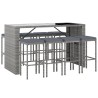 Ensemble de bar de jardin 9 pcs avec coussins gris poly rotin 