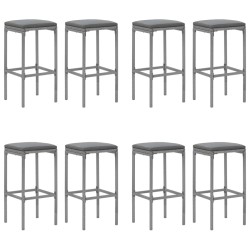 Ensemble de bar de jardin 9 pcs avec coussins gris poly rotin 