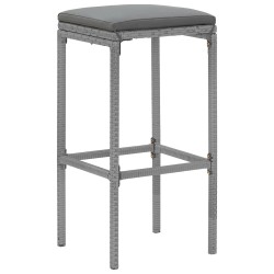 Ensemble de bar de jardin 9 pcs avec coussins gris poly rotin 
