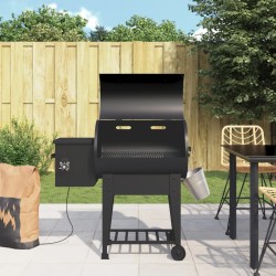 Gril à granulés avec étagère inférieure noir 94 cm fer 