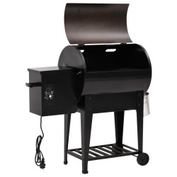 Gril à granulés avec étagère inférieure noir 94 cm fer 
