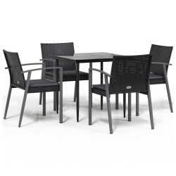 Ensemble à manger de jardin 5 pcs coussins résine tressée acier 