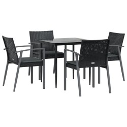Ensemble à manger de jardin 5 pcs coussins résine tressée acier 