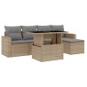 Salon de jardin avec coussins 6 pcs beige résine tressée 