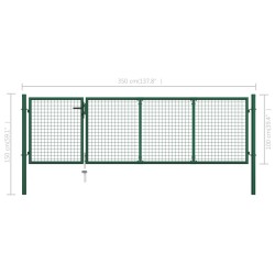 Portillon Acier 350x100 cm Vert 