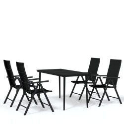 Ensemble à manger de jardin 5 pcs Noir 