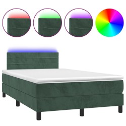 Sommier à lattes de lit avec matelas LED Vert foncé 120x200 cm 