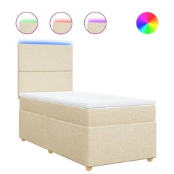 Sommier à lattes de lit avec matelas Crème 80x200 cm Tissu 