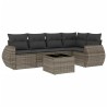 Salon de jardin 6 pcs avec coussins gris résine tressée 